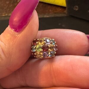 Elegant Multicolor Gemstone CHARM bead 10k yellow gold fine jewelry 2.68g